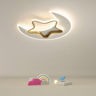 現代的なクリエイティブムーンスターアクリルシェードハードウェアLEDフラッシュマウントシーリングライトリビングルーム用 