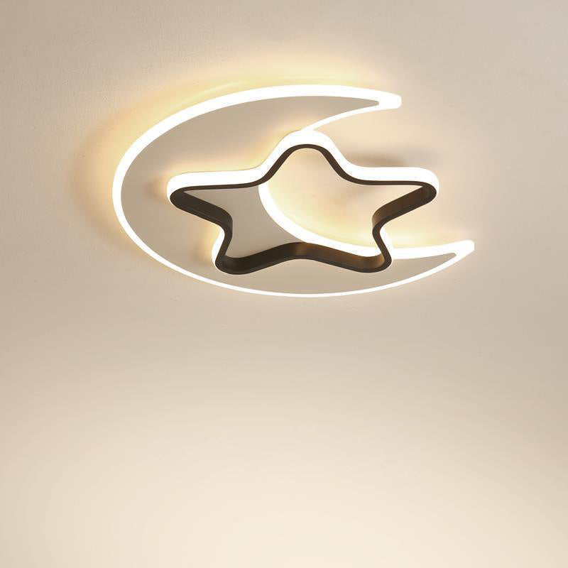 現代的なクリエイティブムーンスターアクリルシェードハードウェアLEDフラッシュマウントシーリングライトリビングルーム用 