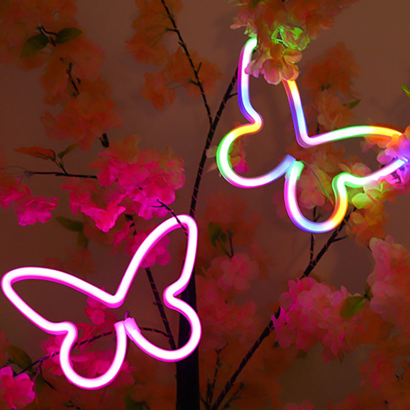 Modern Art Deco Butterfly Shade Neon Light LED Table Lamp For Bedroom