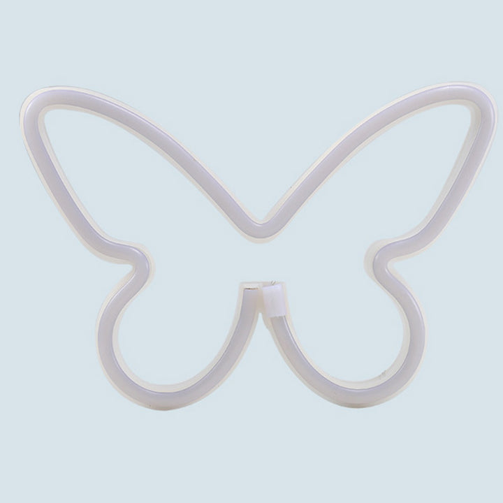 Lámpara de mesa LED con luz de neón y pantalla de mariposa Art Deco moderna para dormitorio 