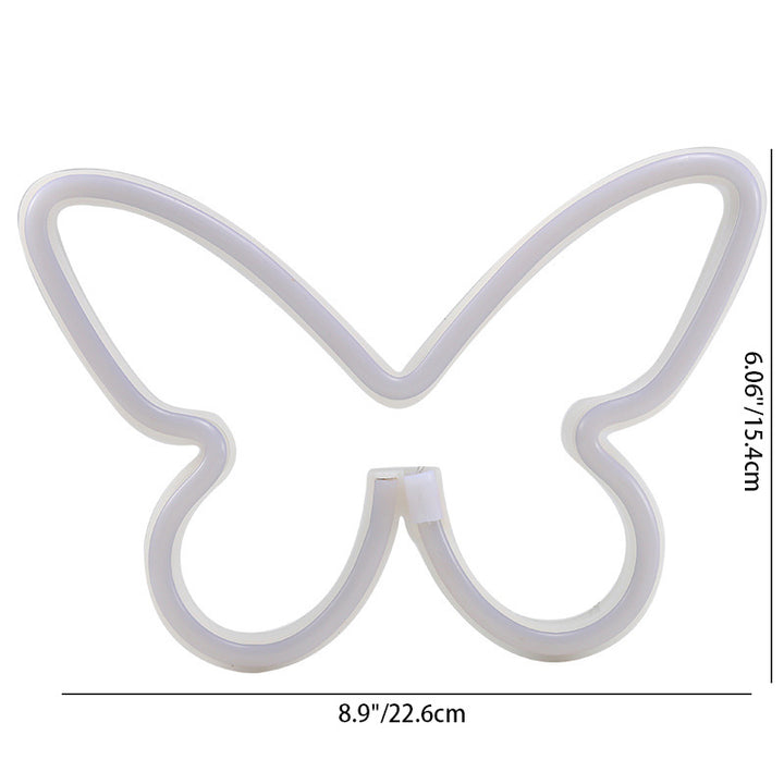Lámpara de mesa LED con luz de neón y pantalla de mariposa Art Deco moderna para dormitorio 