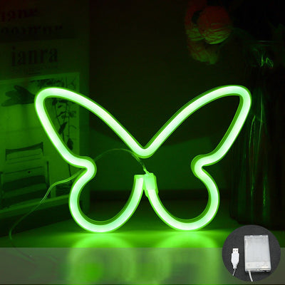 Modern Art Deco Butterfly Shade Neon Light LED Table Lamp For Bedroom