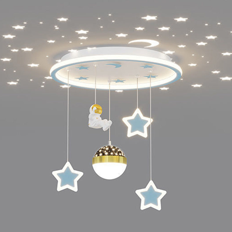 Plafonnier LED en fer acrylique astronaute étoile nordique contemporain pour salon 
