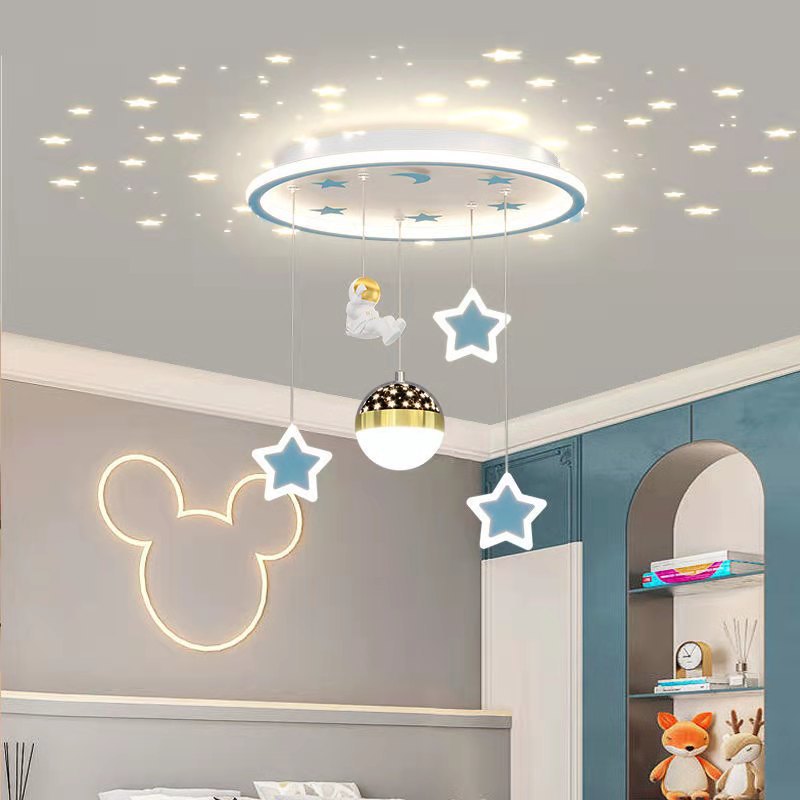 Plafonnier LED en fer acrylique astronaute étoile nordique contemporain pour salon 