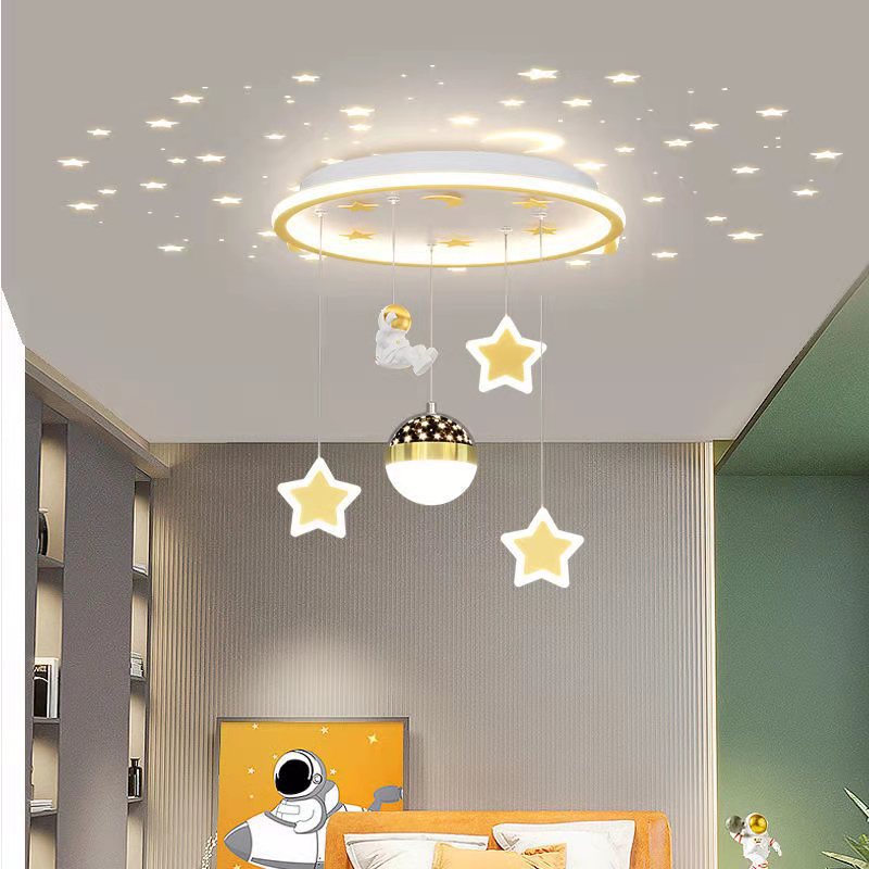 Plafonnier LED en fer acrylique astronaute étoile nordique contemporain pour salon 