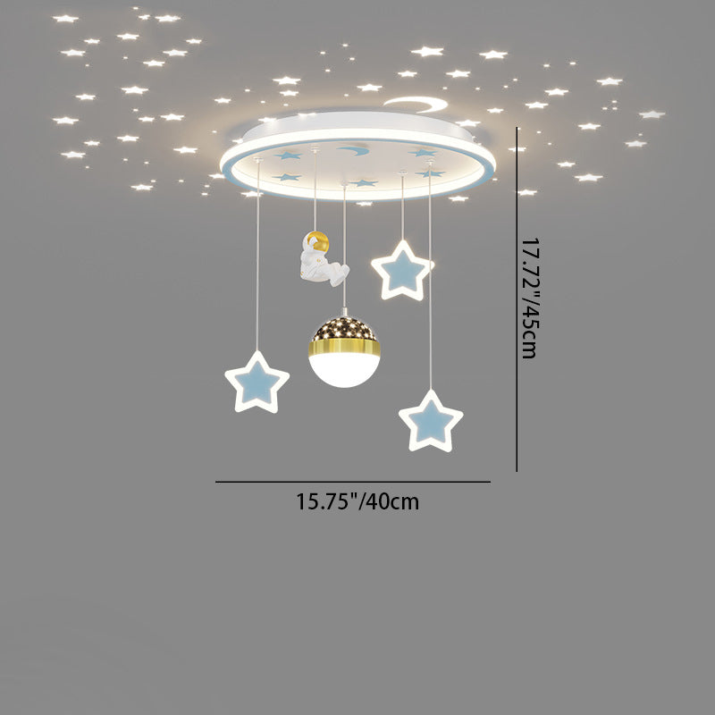 Plafonnier LED en fer acrylique astronaute étoile nordique contemporain pour salon 