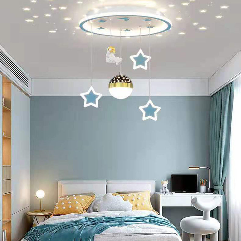 Plafonnier LED en fer acrylique astronaute étoile nordique contemporain pour salon 