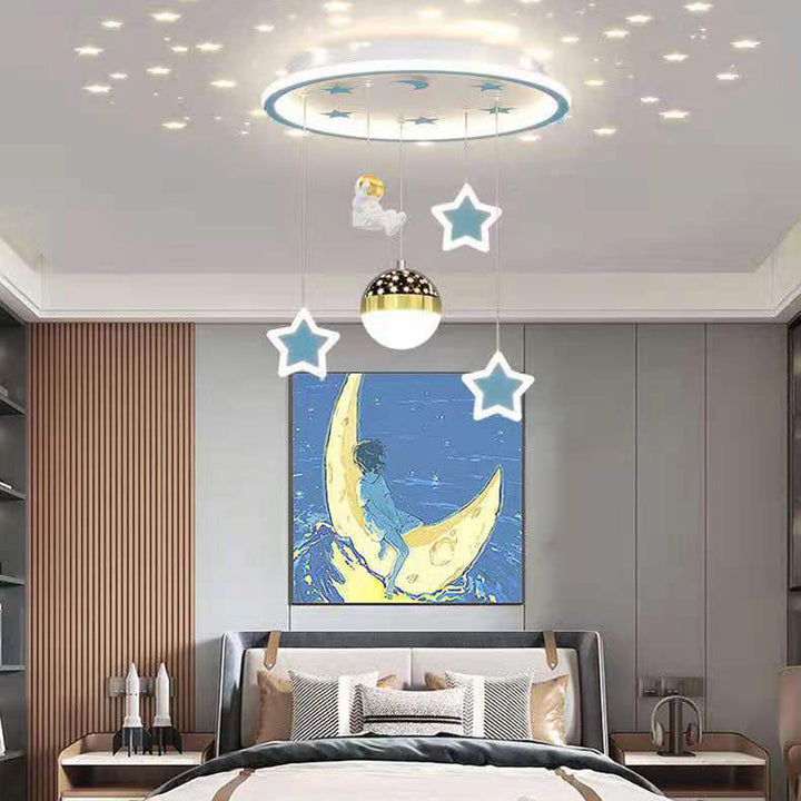 Plafonnier LED en fer acrylique astronaute étoile nordique contemporain pour salon 