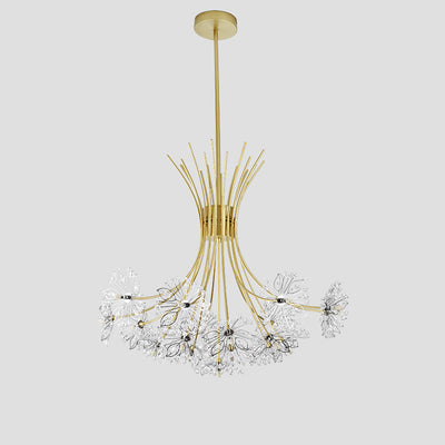 Lustre contemporain de luxe en cristal de pissenlit avec cadre en fer 13/19 lumières pour salon 