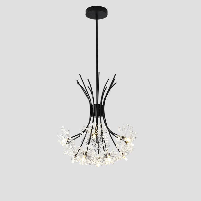 Lustre contemporain de luxe en cristal de pissenlit avec cadre en fer 13/19 lumières pour salon 