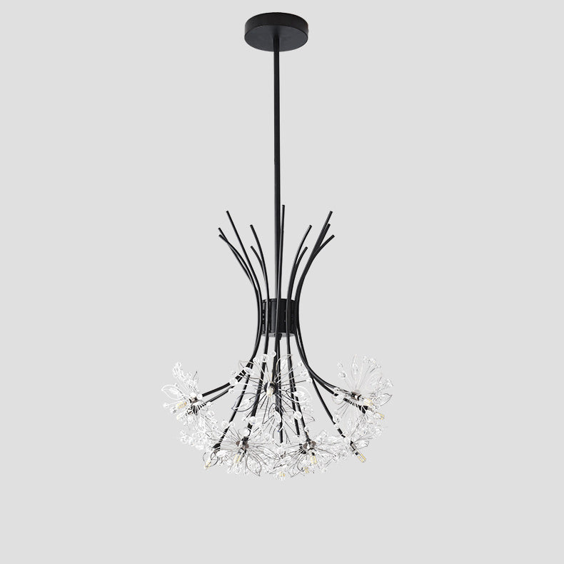 Lustre contemporain de luxe en cristal de pissenlit avec cadre en fer 13/19 lumières pour salon 