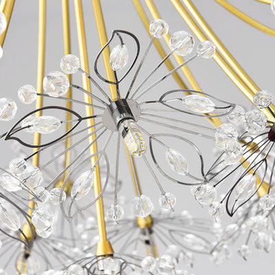 Lustre contemporain de luxe en cristal de pissenlit avec cadre en fer 13/19 lumières pour salon 