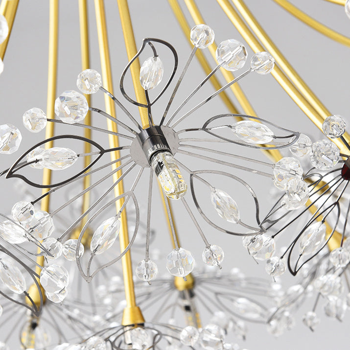 Lustre contemporain de luxe en cristal de pissenlit avec cadre en fer 13/19 lumières pour salon 