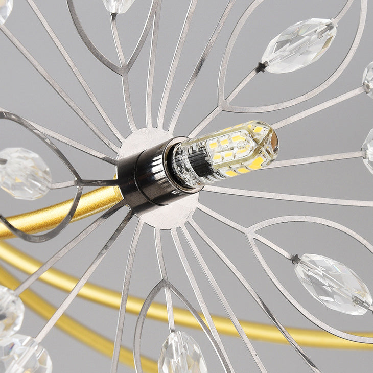 Lustre contemporain de luxe en cristal de pissenlit avec cadre en fer 13/19 lumières pour salon 
