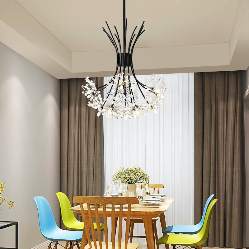 Lustre contemporain de luxe en cristal de pissenlit avec cadre en fer 13/19 lumières pour salon 