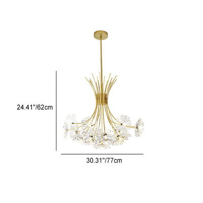 Lustre contemporain de luxe en cristal de pissenlit avec cadre en fer 13/19 lumières pour salon 