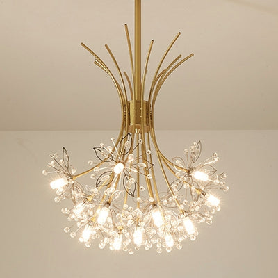 Lustre contemporain de luxe en cristal de pissenlit avec cadre en fer 13/19 lumières pour salon 