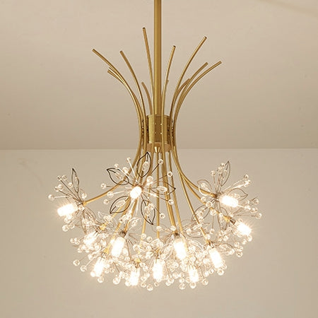 Lustre contemporain de luxe en cristal de pissenlit avec cadre en fer 13/19 lumières pour salon 
