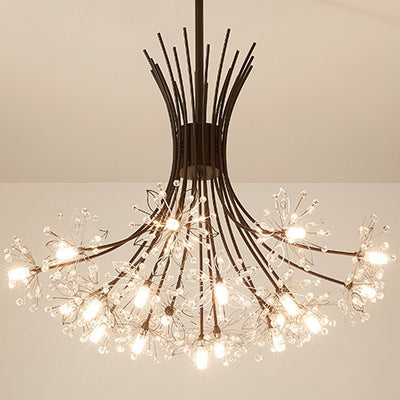 Lustre contemporain de luxe en cristal de pissenlit avec cadre en fer 13/19 lumières pour salon 