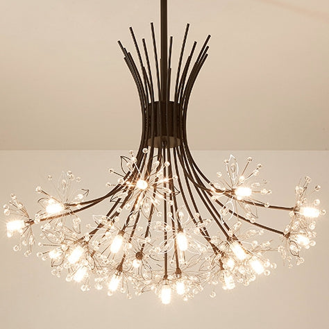 Lustre contemporain de luxe en cristal de pissenlit avec cadre en fer 13/19 lumières pour salon 