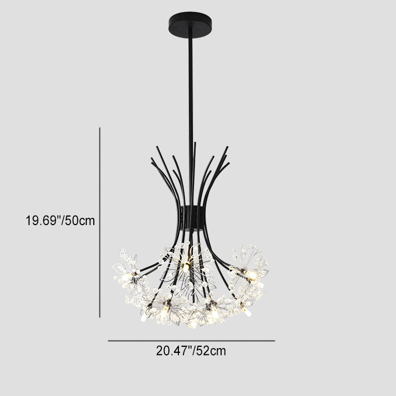 Lustre contemporain de luxe en cristal de pissenlit avec cadre en fer 13/19 lumières pour salon 