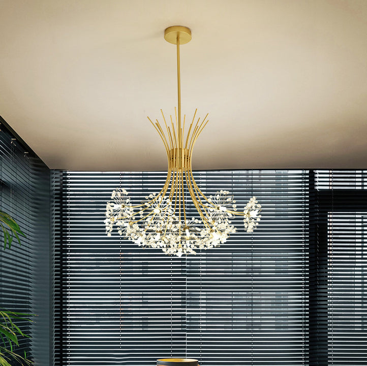 Lustre contemporain de luxe en cristal de pissenlit avec cadre en fer 13/19 lumières pour salon 
