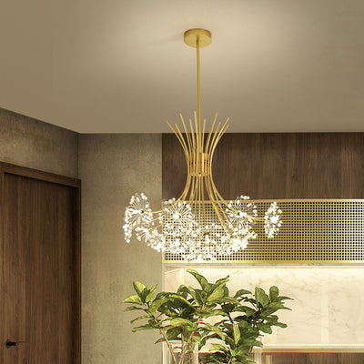 Lustre contemporain de luxe en cristal de pissenlit avec cadre en fer 13/19 lumières pour salon 