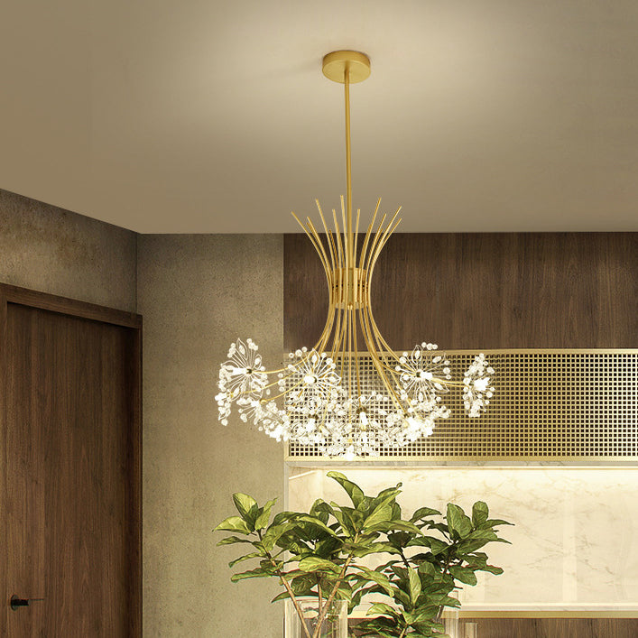 Lustre contemporain de luxe en cristal de pissenlit avec cadre en fer 13/19 lumières pour salon 
