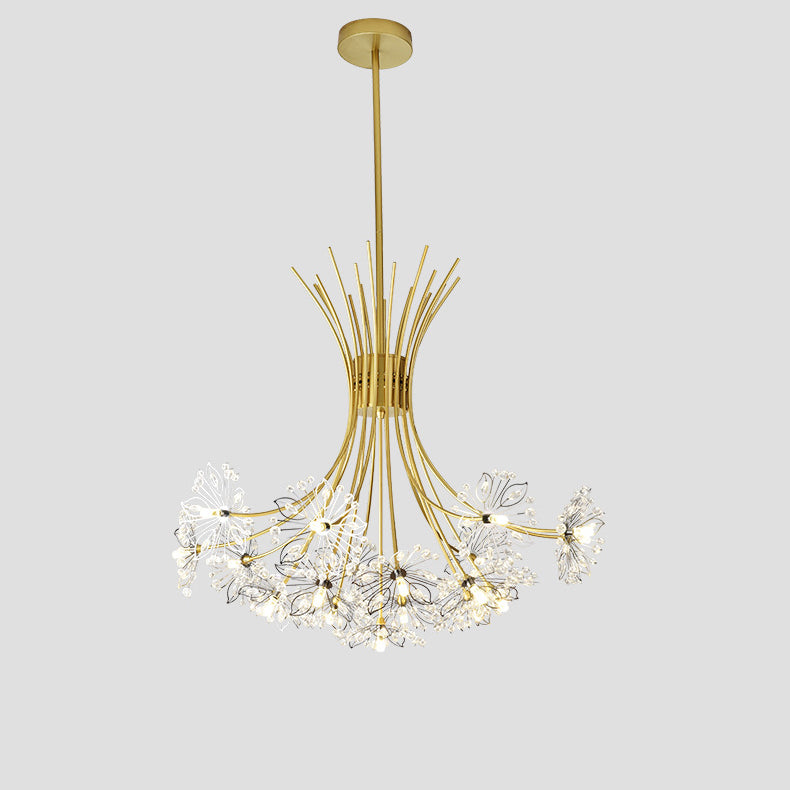 Lustre contemporain de luxe en cristal de pissenlit avec cadre en fer 13/19 lumières pour salon 