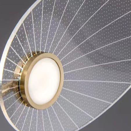 Contemporary Luxury Acrylic Leaves Texture Shade Golden Finish Frame LED Chandelier For Living Room