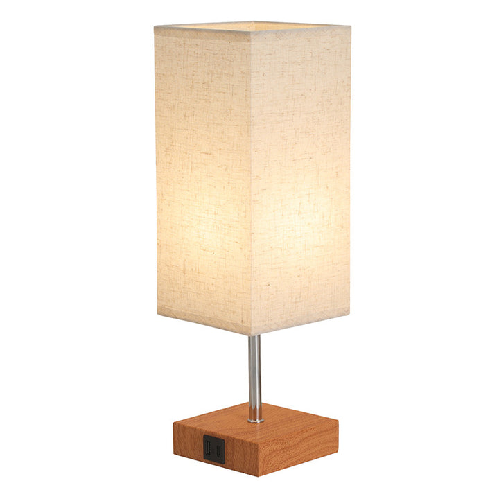 Zeitgenössische Einfachheit Stoff Cuboid Shade Hardware Base 1-Licht Tischlampe für Schlafzimmer 