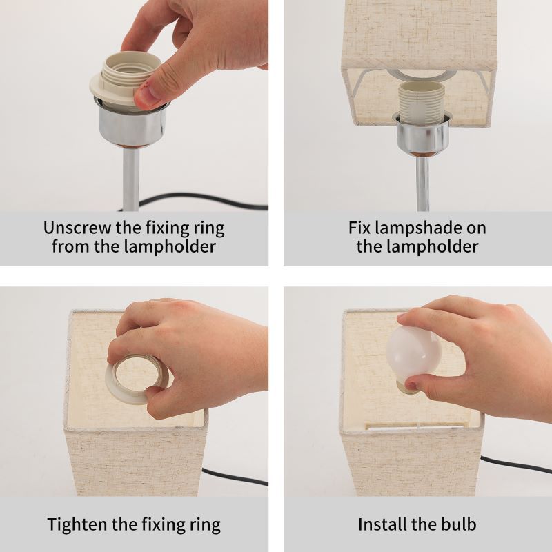 Zeitgenössische Einfachheit Stoff Cuboid Shade Hardware Base 1-Licht Tischlampe für Schlafzimmer 