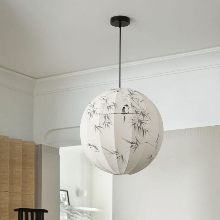 Abat-jour rond en tissu avec motif d&