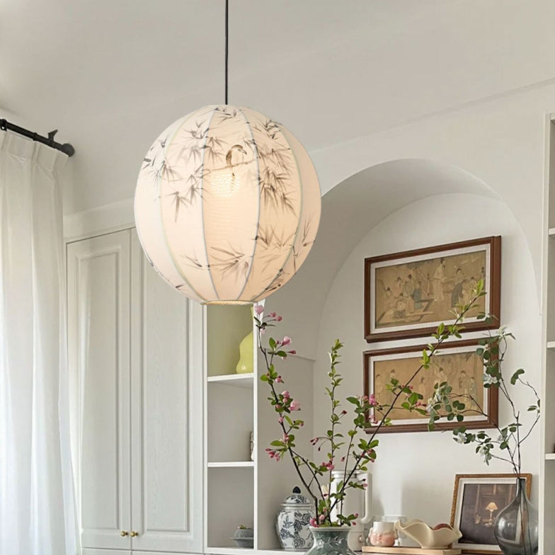 Abat-jour rond en tissu avec motif d&