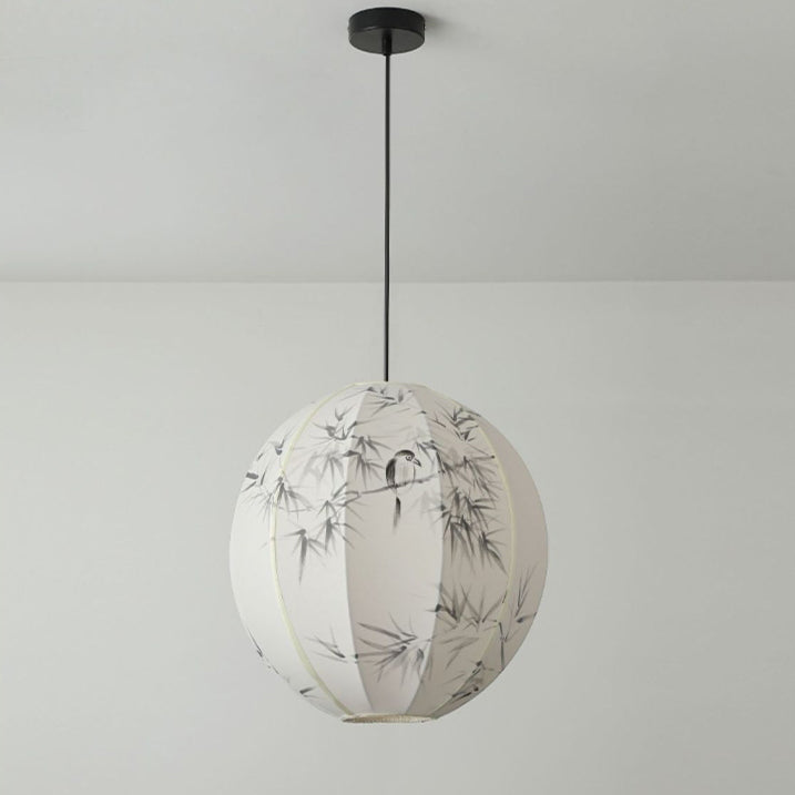Abat-jour rond en tissu avec motif d&