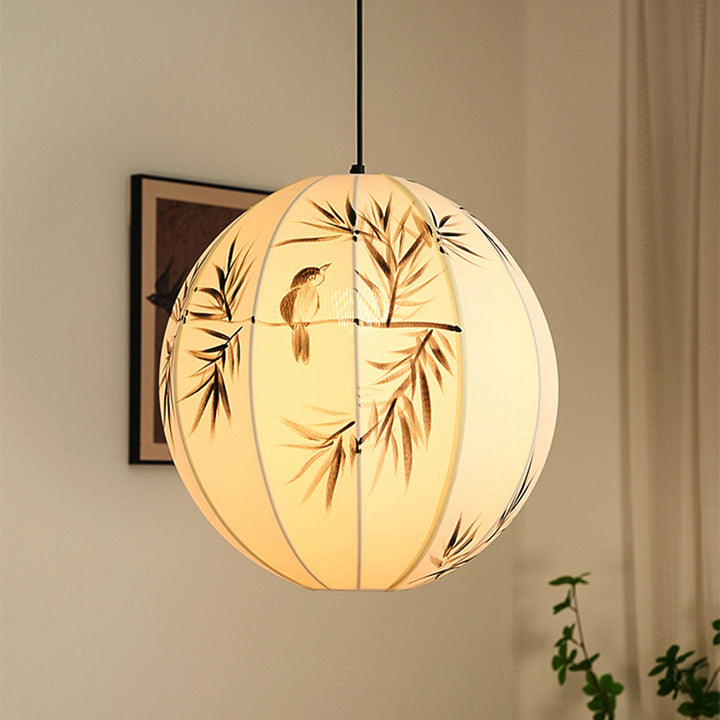 Abat-jour rond en tissu avec motif d&