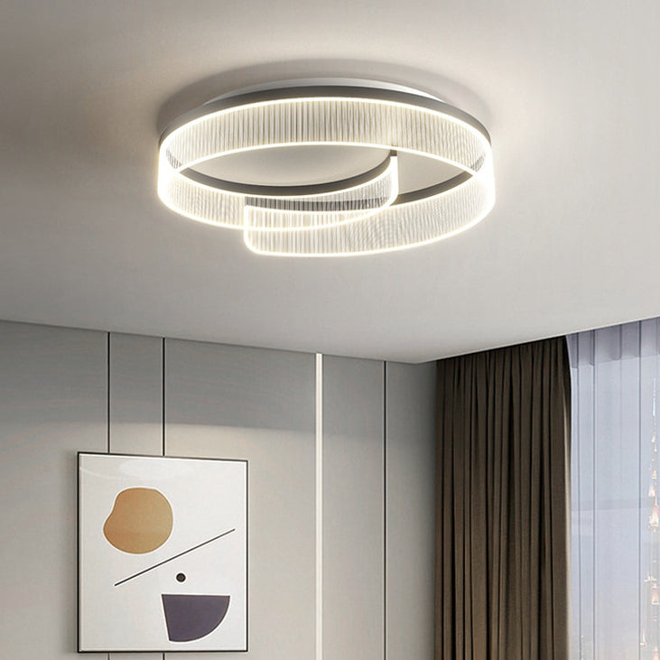 Lumière de plafond moderne minimaliste en acrylique courbé et aluminium à LED pour chambre à coucher 