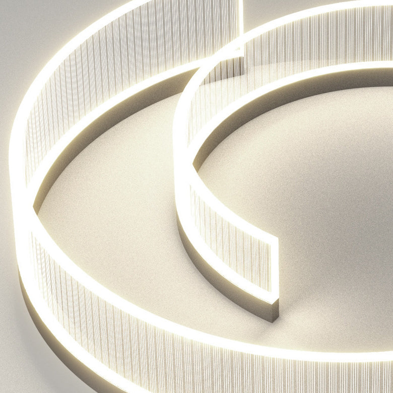 Lumière de plafond moderne minimaliste en acrylique courbé et aluminium à LED pour chambre à coucher 