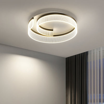 Lumière de plafond moderne minimaliste en acrylique courbé et aluminium à LED pour chambre à coucher 