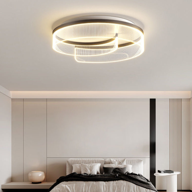 Lumière de plafond moderne minimaliste en acrylique courbé et aluminium à LED pour chambre à coucher 