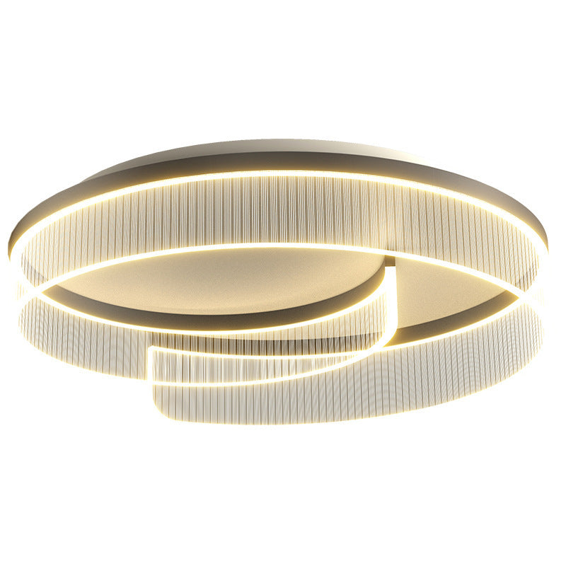 Lumière de plafond moderne minimaliste en acrylique courbé et aluminium à LED pour chambre à coucher 