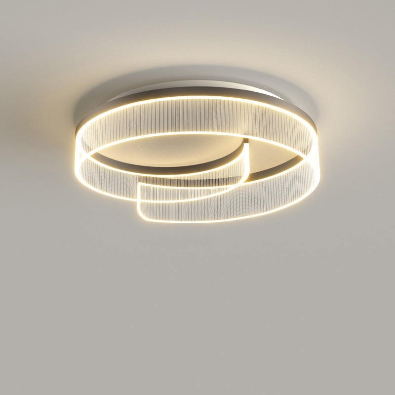 Lumière de plafond moderne minimaliste en acrylique courbé et aluminium à LED pour chambre à coucher 