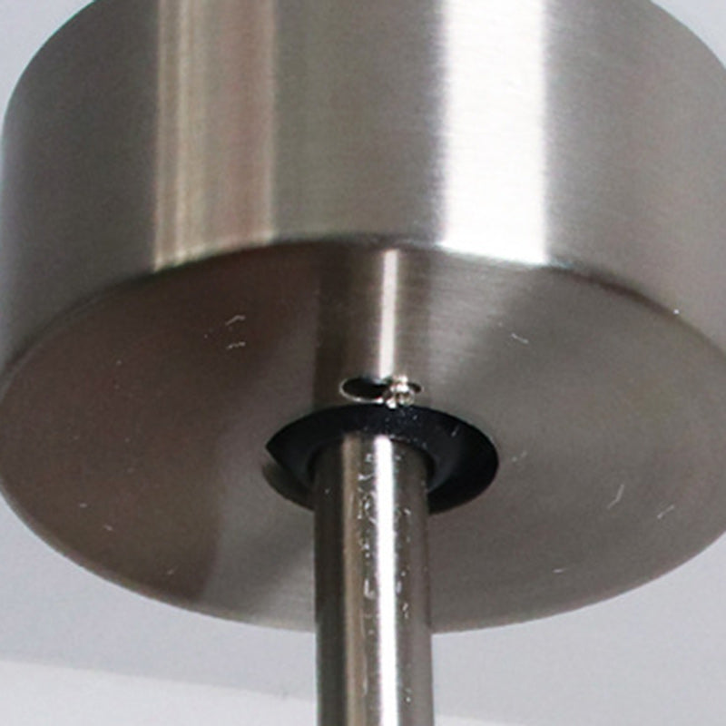 Zeitgenössischer Retro-Rundglasschirm-Deckenventilator mit LED-Downrod, Eisen- und Paulownia-Holzflügeln für das Schlafzimmer 