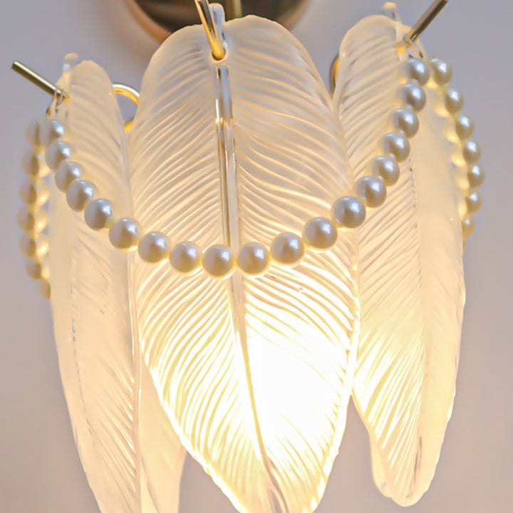 Applique murale 1 lumière avec abat-jour en verre coquillage moderne et luxueux pour chambre 