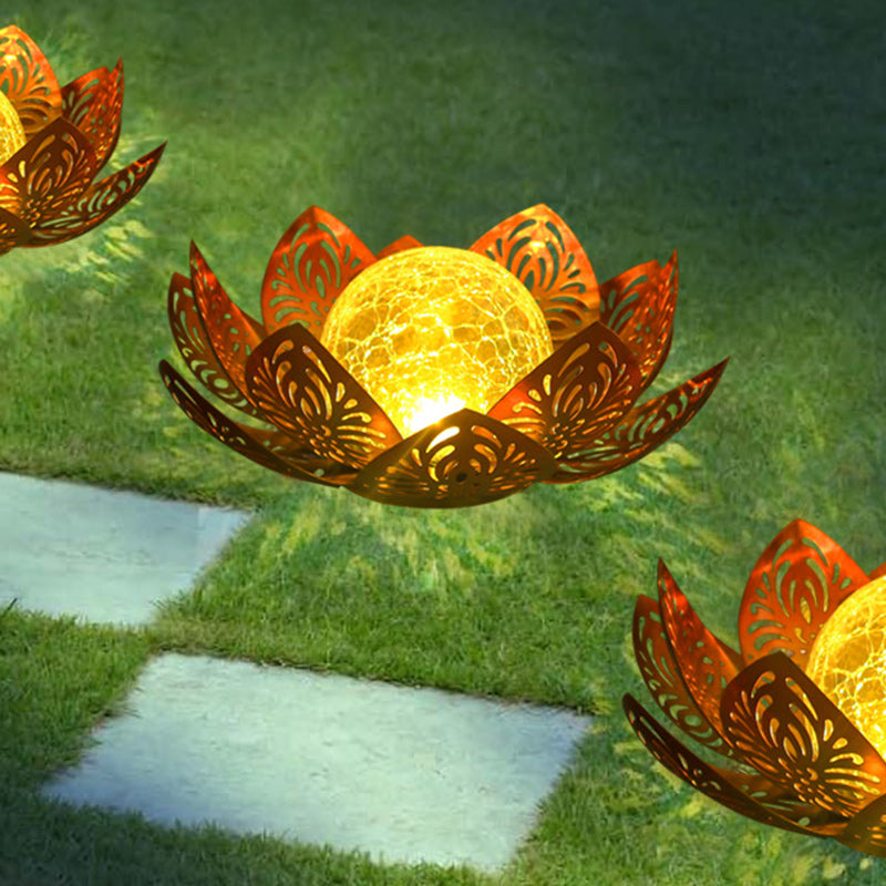 الحديثة آرت ديكو الشمسية الحديد محاكاة زجاج متصدع كرة الظل LED ضوء المناظر الطبيعية للعشب في الهواء الطلق الفناء 