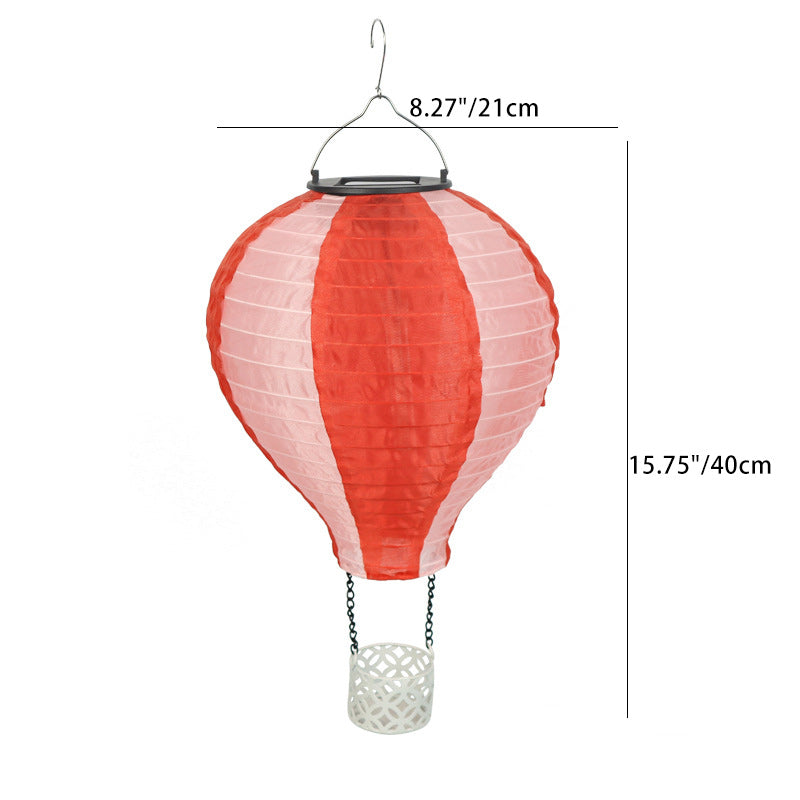 Lustre suspendu extérieur à LED avec abat-jour en tissu de montgolfière solaire créatif contemporain pour patio extérieur 