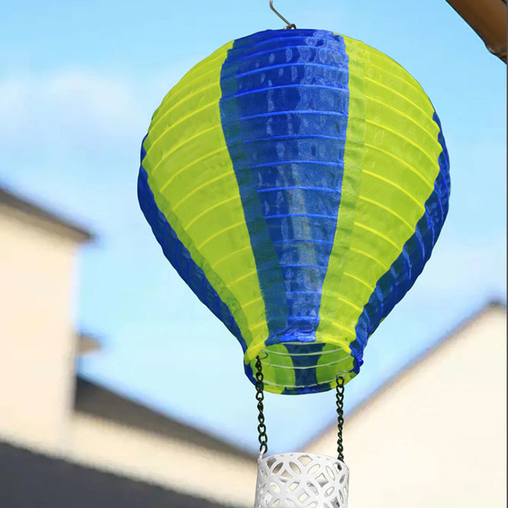 Lustre suspendu extérieur à LED avec abat-jour en tissu de montgolfière solaire créatif contemporain pour patio extérieur 