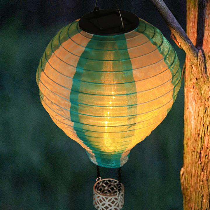 Lustre suspendu extérieur à LED avec abat-jour en tissu de montgolfière solaire créatif contemporain pour patio extérieur 