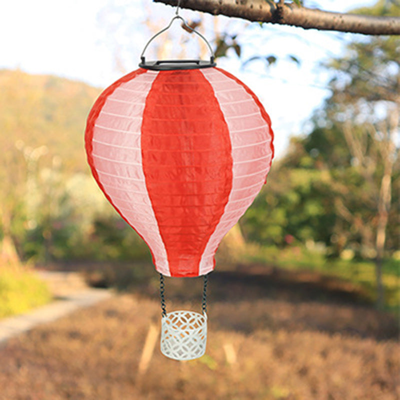 Lustre suspendu extérieur à LED avec abat-jour en tissu de montgolfière solaire créatif contemporain pour patio extérieur 