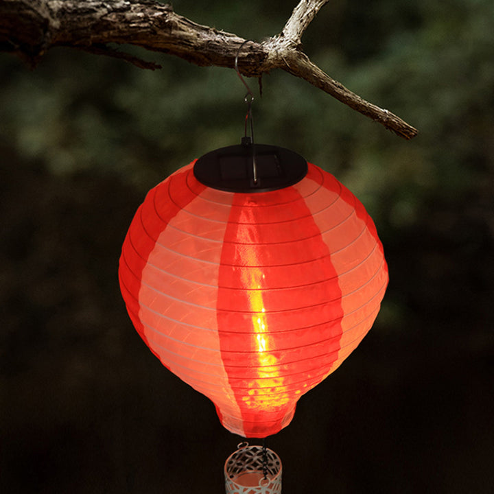 Lustre suspendu extérieur à LED avec abat-jour en tissu de montgolfière solaire créatif contemporain pour patio extérieur 